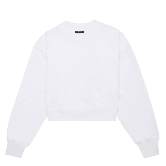 Talentless White Mock Neck Cropped Cotton Sweatshirt Small Minimal Basic Staple‎ - Picture 2 of 9